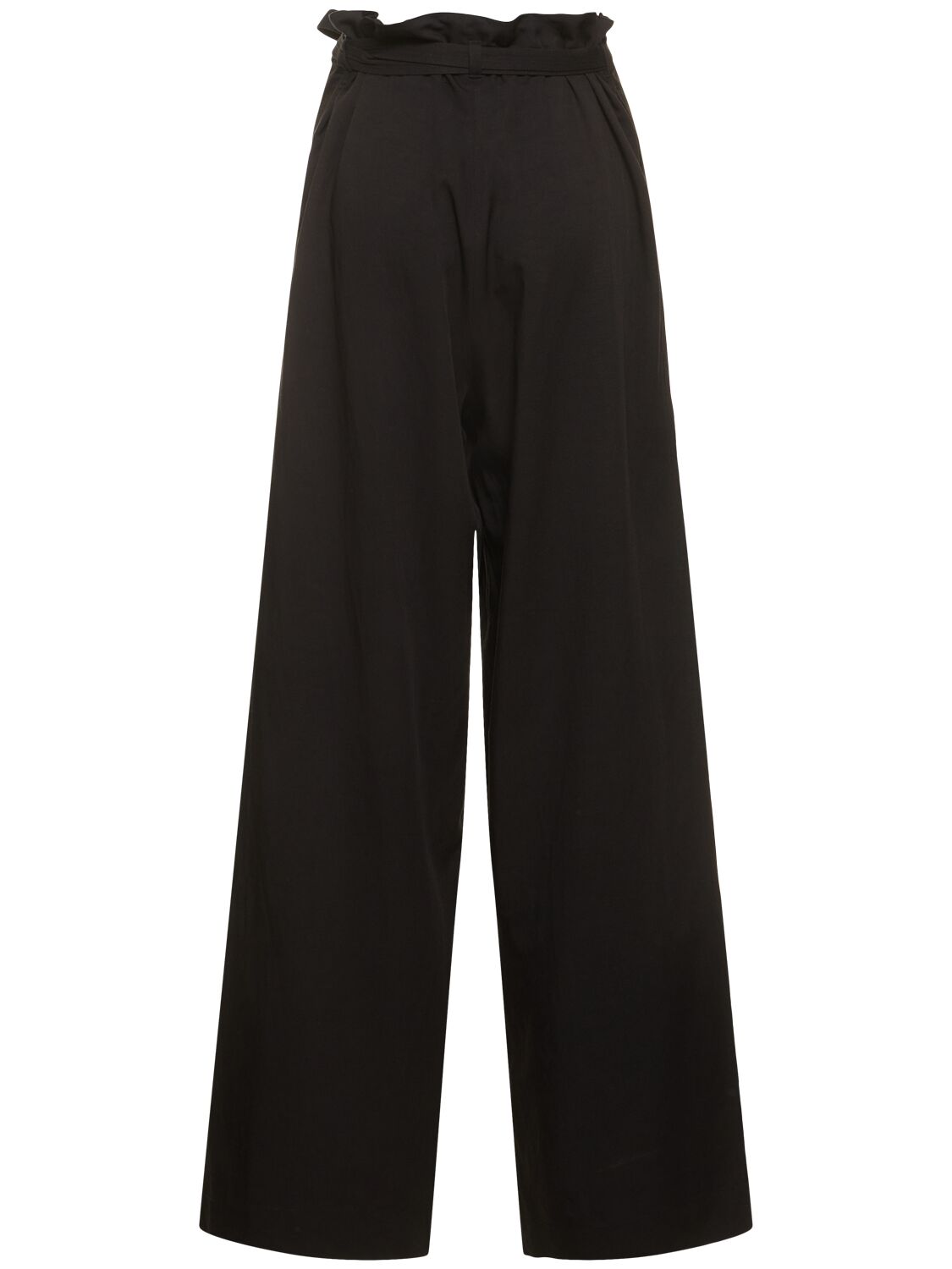 Shop Totême Fluid Viscose & Linen Wide Pants In Black