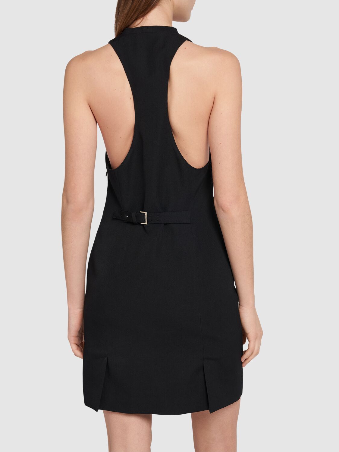 Shop Dsquared2 Stretch Wool Mini Vest Dress In Black