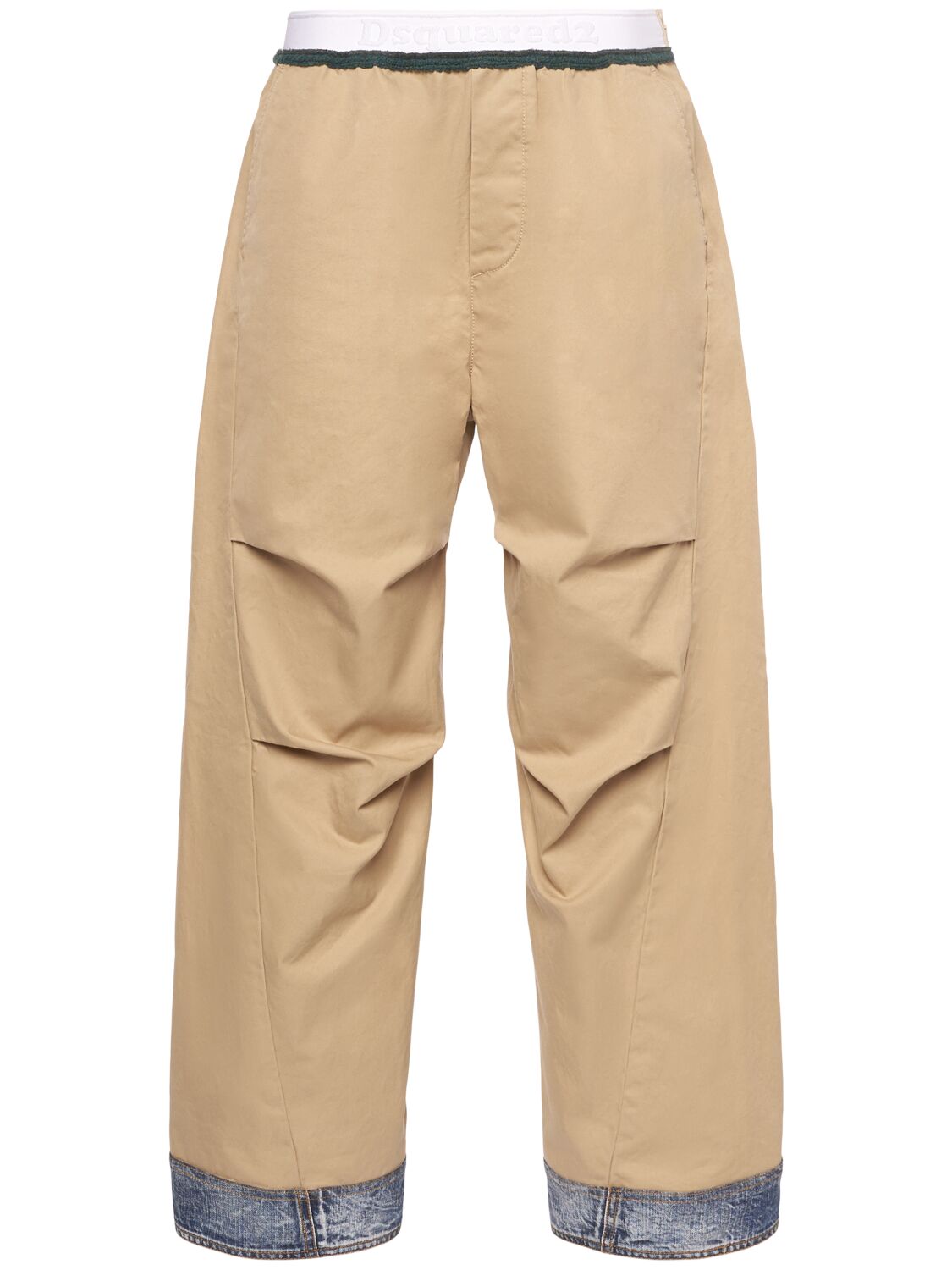 Dsquared2 Cotton Twill Wide Chino Pants In Neutral