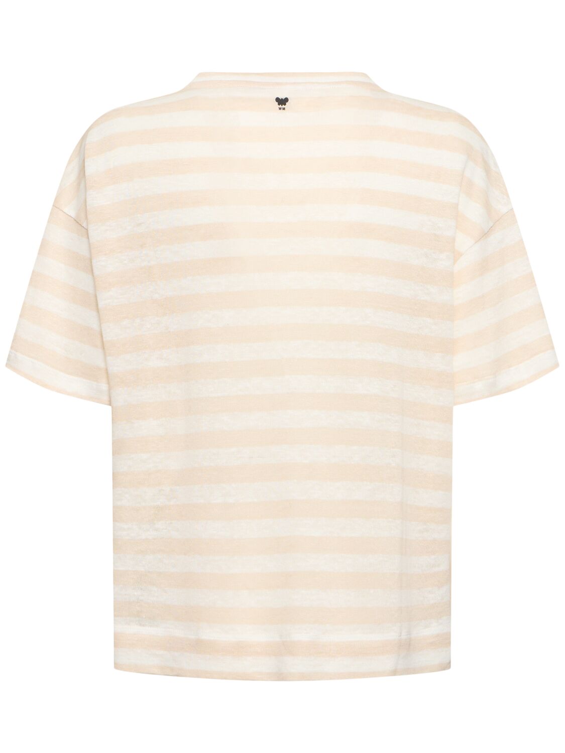 Shop Weekend Max Mara Falla Linen Jersey Striped T-shirt In White,beige