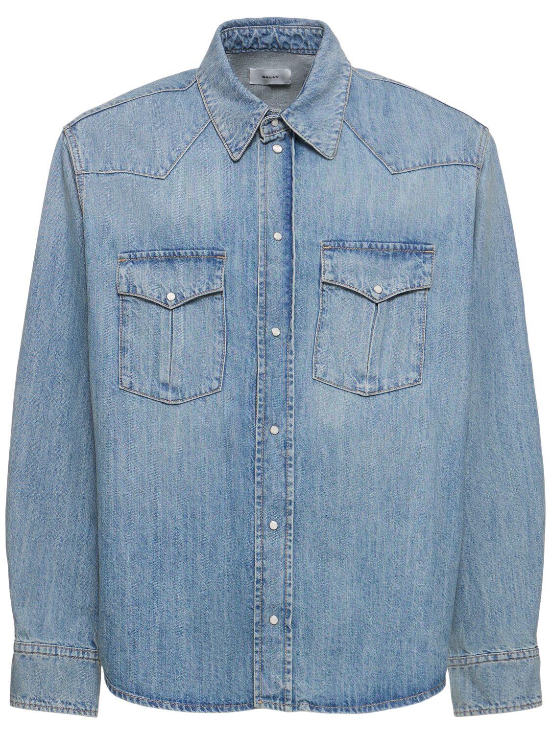 Shop Bally Buttoned Denim 90z Shirt In Blue