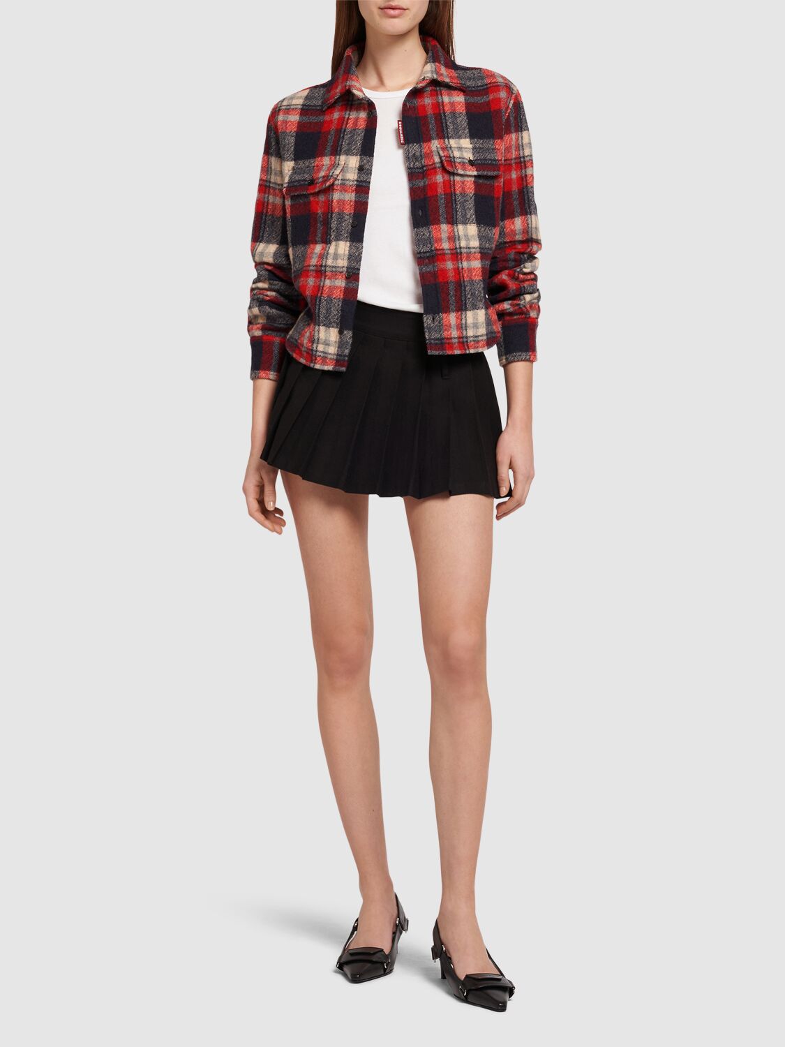 Shop Dsquared2 Checked Wool Shirt In Red/multi