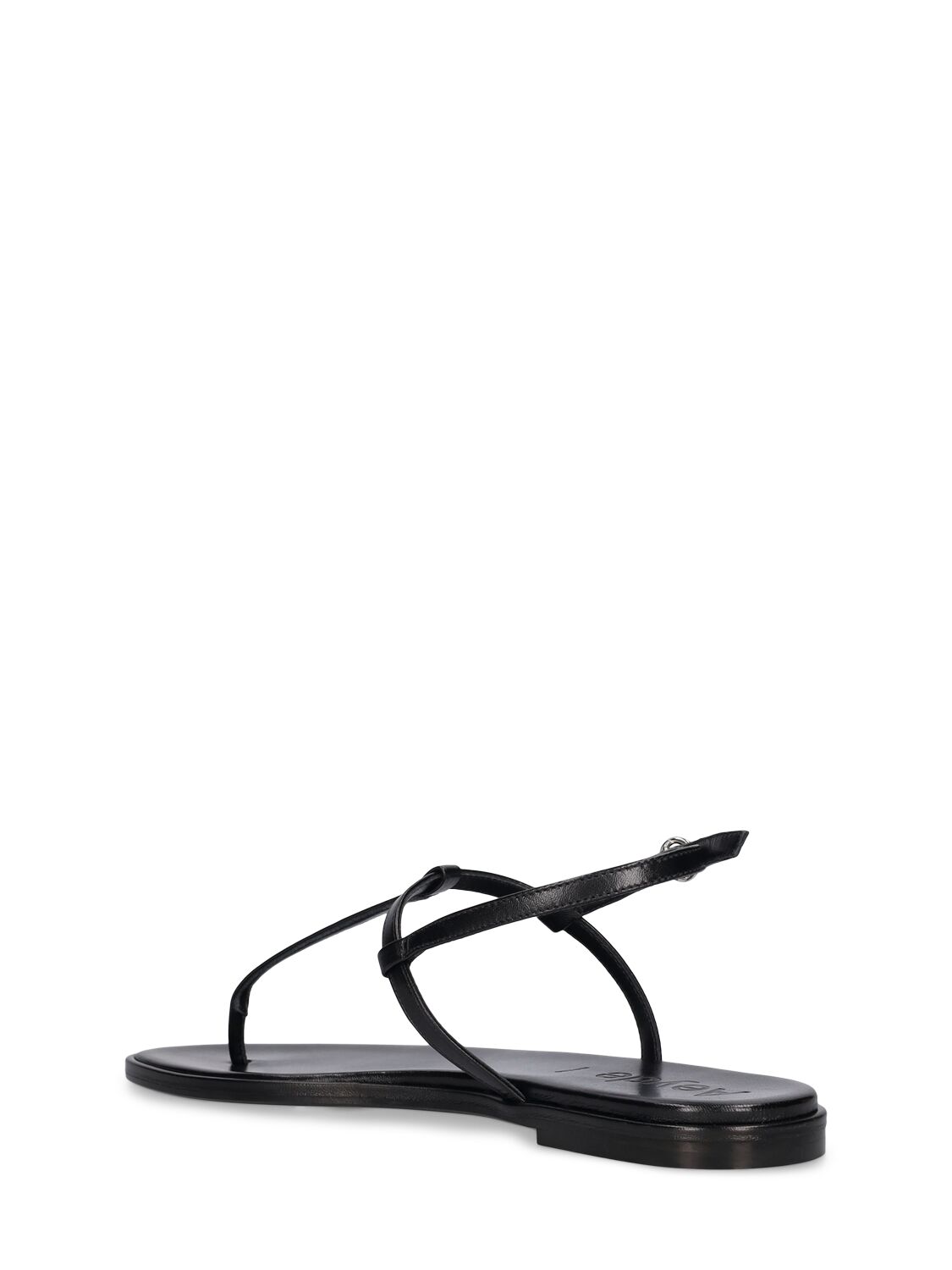 Shop Aeyde 10mm Nala Nappa Leather Flat Sandals In Black