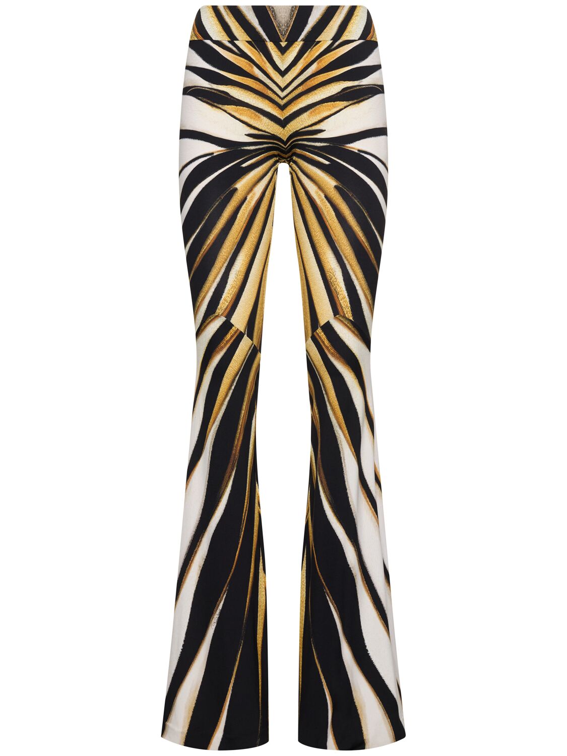 Roberto Cavalli Ray Of Gold Printed Lycra Flared Pants In Yellow/black