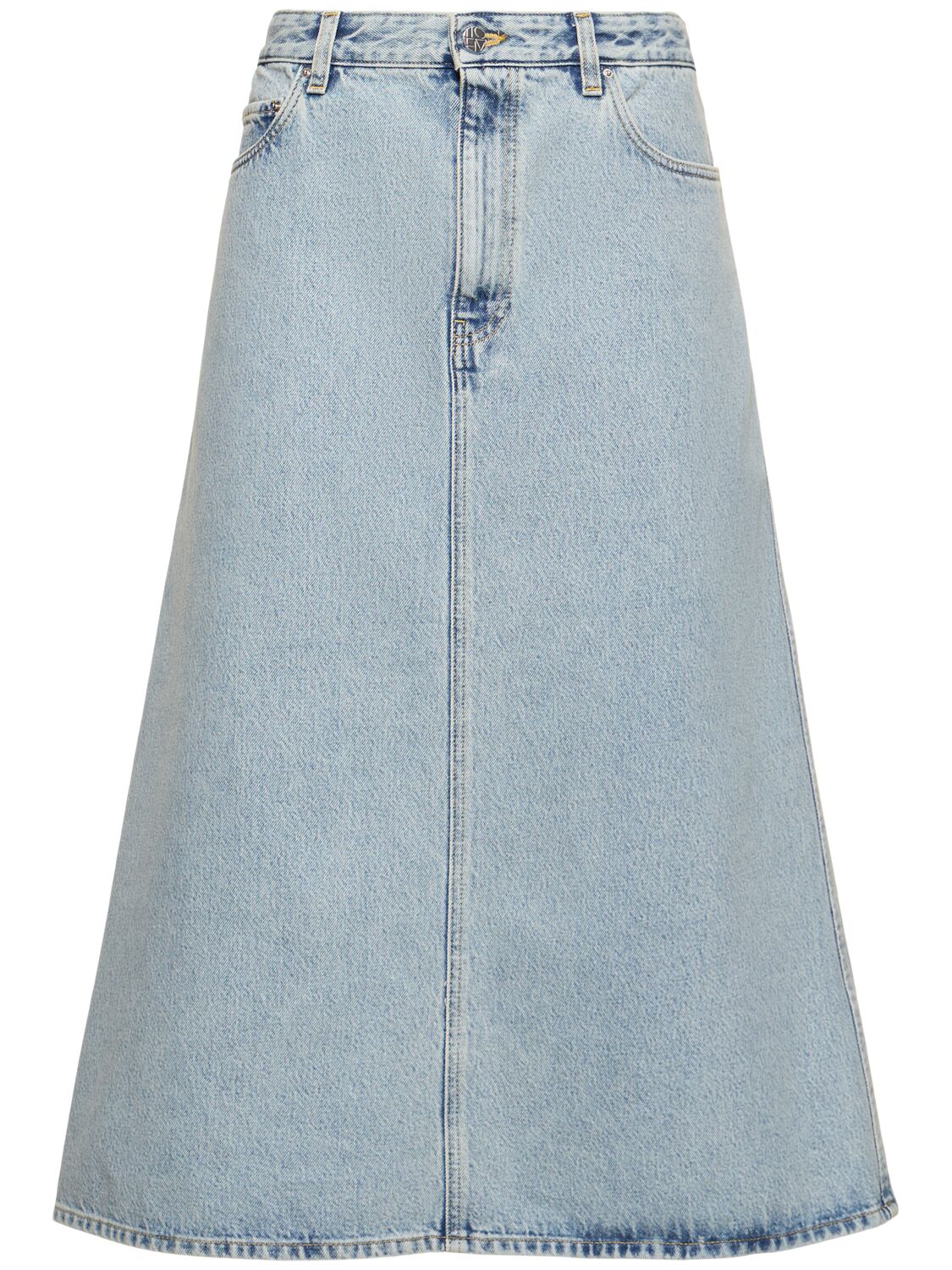 Totême Organic Cotton Denim Midi Skirt In Cool Blue