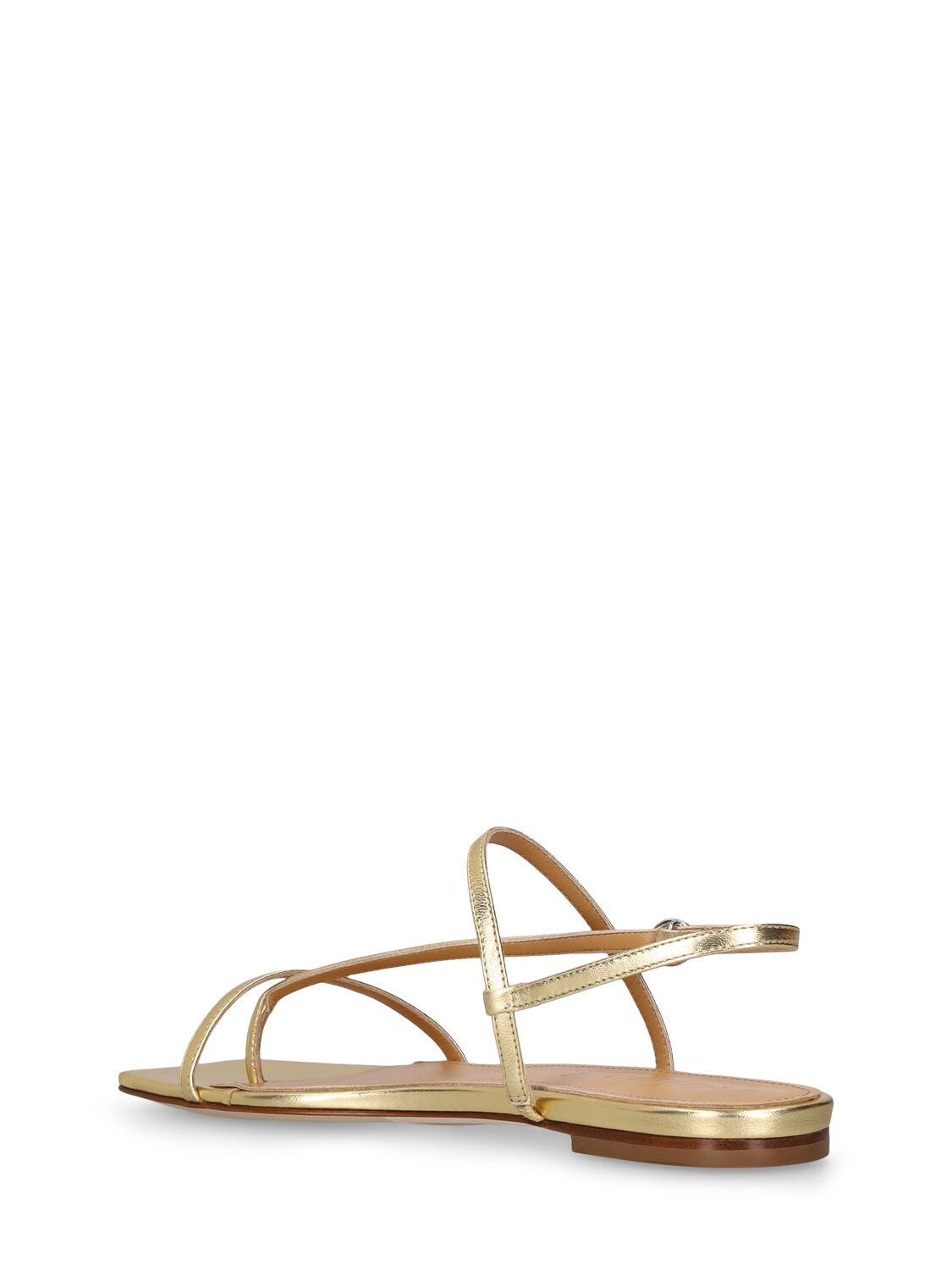 Shop Aeyde 10mm Ella Leather Laminated Sandals In Laminated Gold