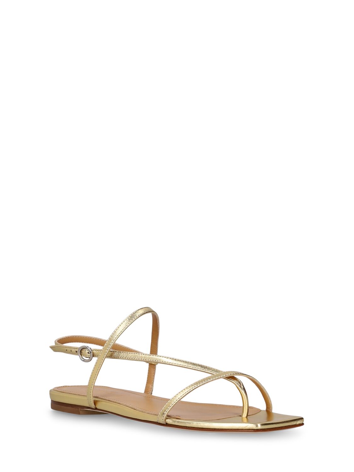 Shop Aeyde 10mm Ella Leather Laminated Sandals In Laminated Gold