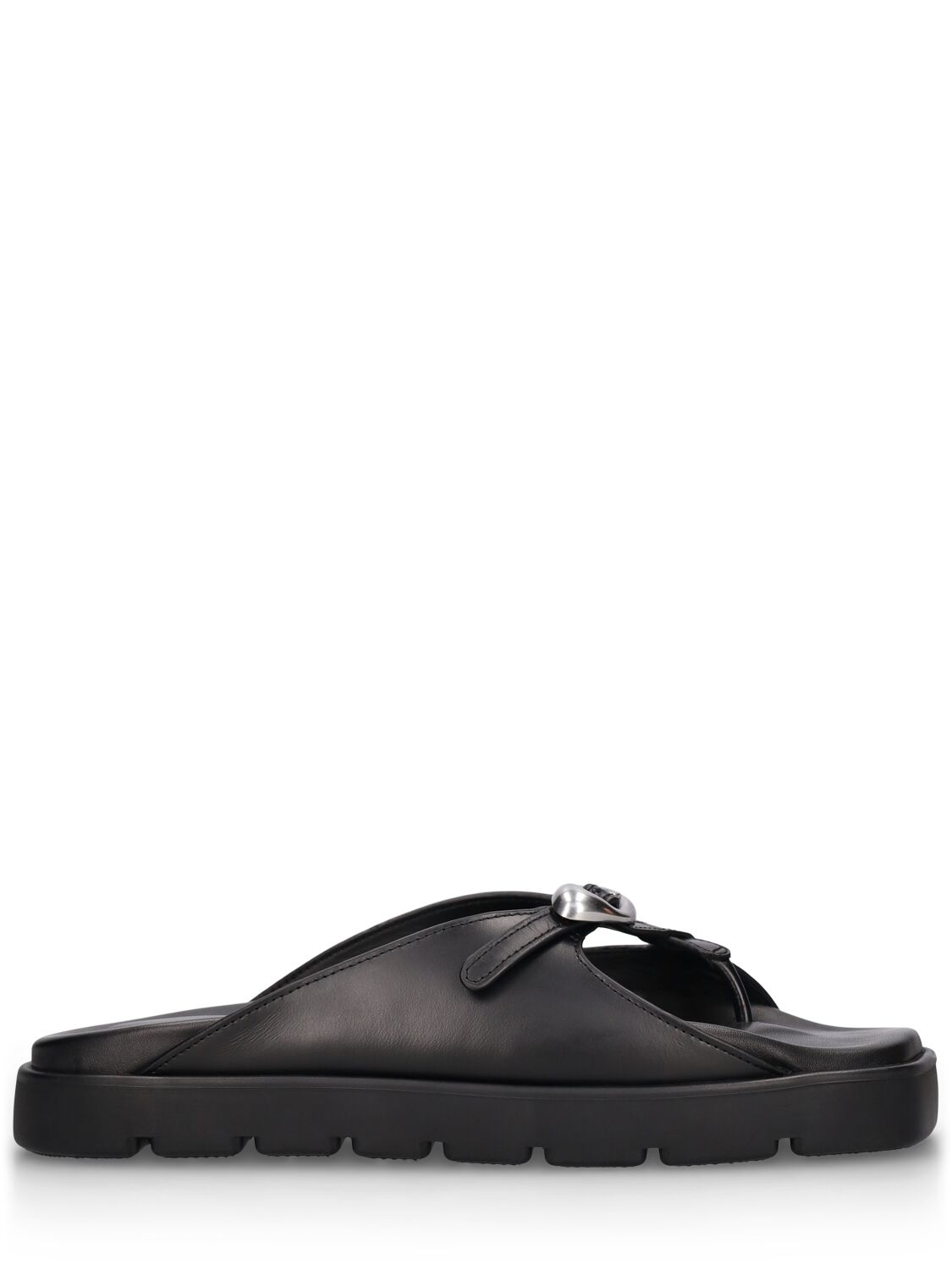 Alexander Wang 20mm Dome Leather Flatform Sandals In Black