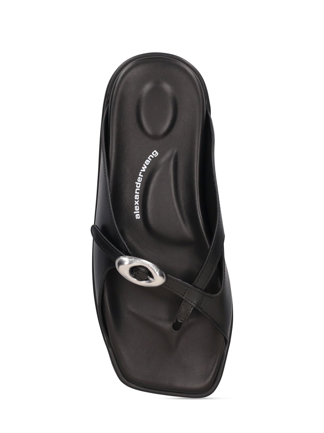Shop Alexander Wang 20mm Dome Leather Flatform Sandals In Black