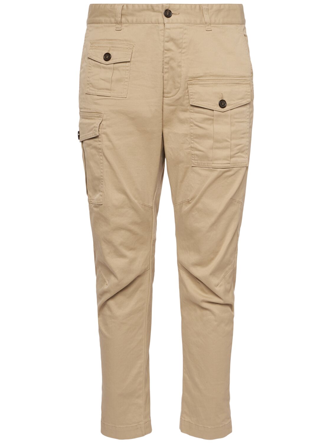 Dsquared2 Sexy Stretch Cotton Cargo Pants In Desert Tan