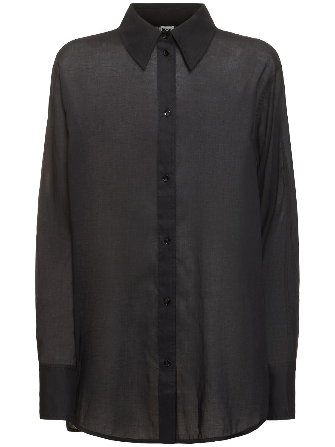 Totême Kimono Sleeve Cotton Blend Shirt In Black