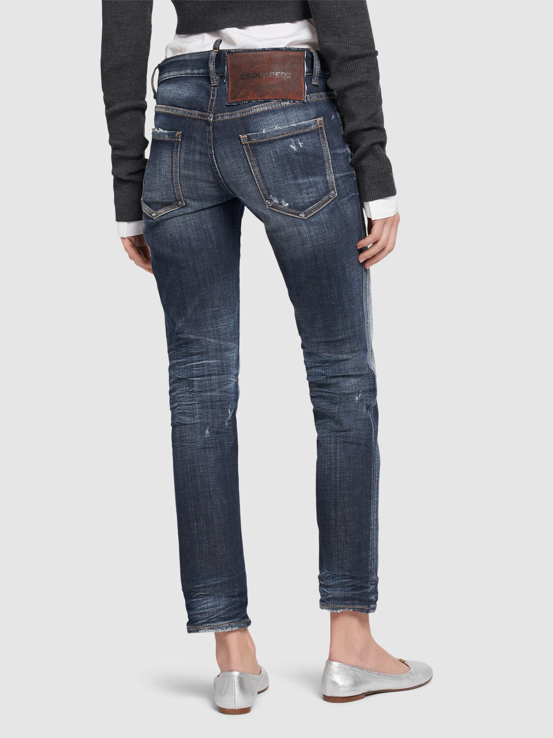 Shop Dsquared2 Jennifer Low Rise Denim Skinny Jeans In Dark Blue