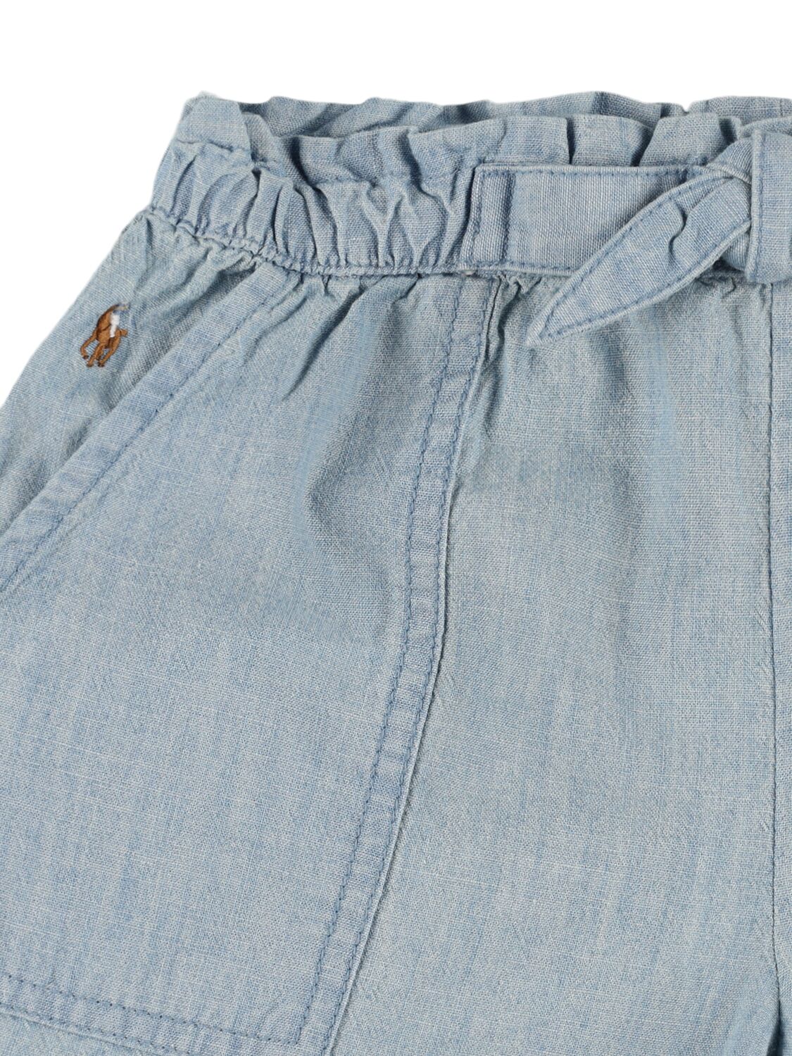 Shop Ralph Lauren Cotton Chambray Shorts In Light Blue