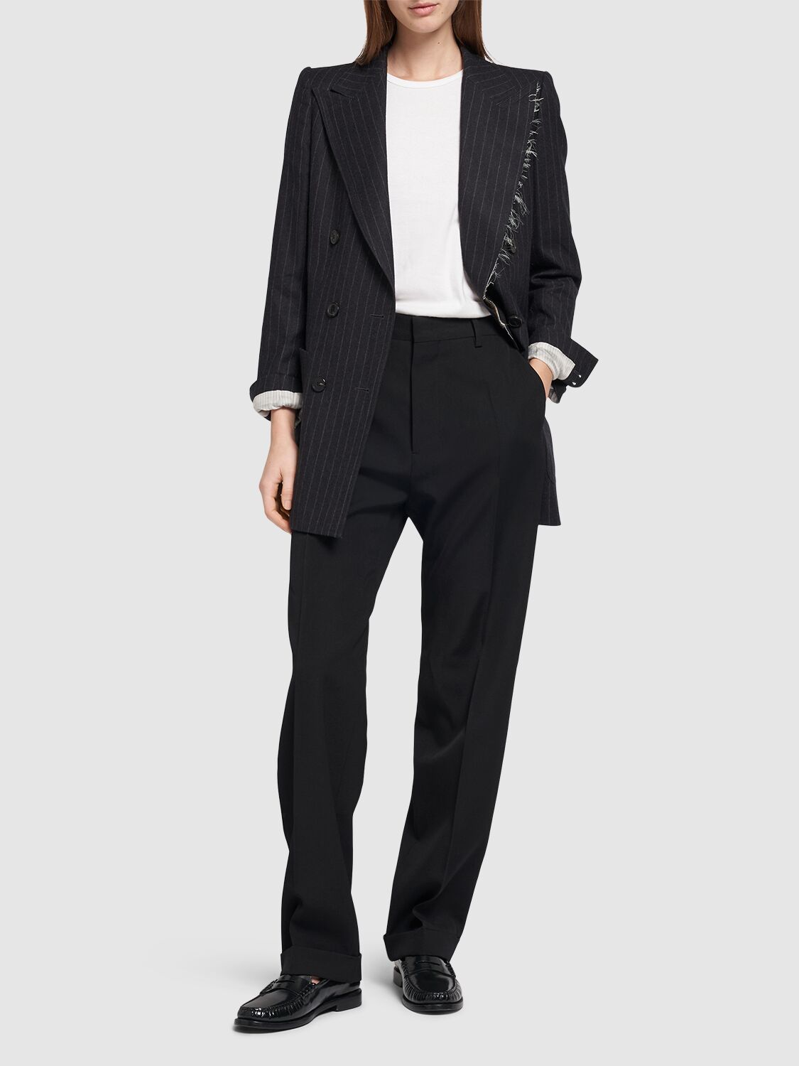 Shop Dsquared2 Tailored Wool Straight Pants In Black