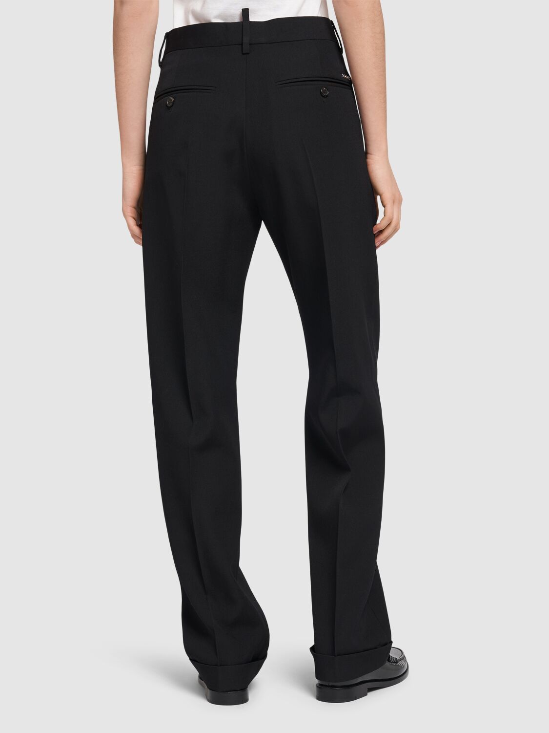 Shop Dsquared2 Tailored Wool Straight Pants In Black