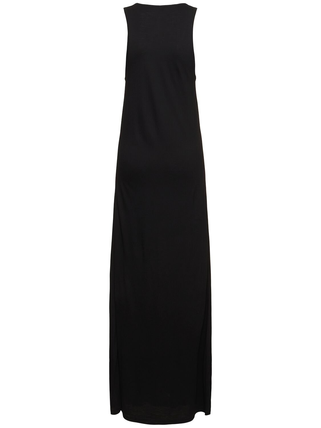 Shop Totême Scoop Neck Viscose Jersey Long Dress In Black