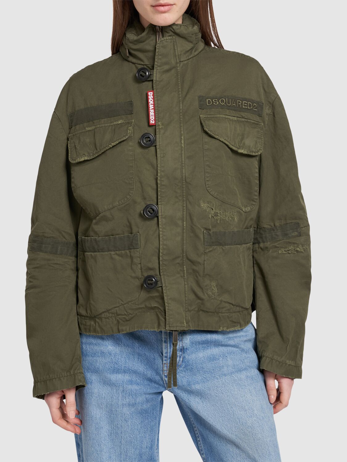 Shop Dsquared2 Military Twill Overdyed Bomber Jacket In Military Green