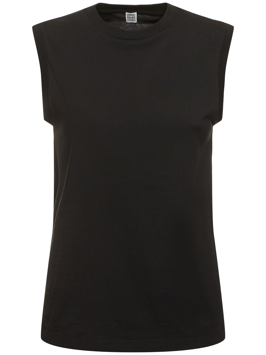 Shop Totême Sleeveless Organic Cotton Jersey Top In Black