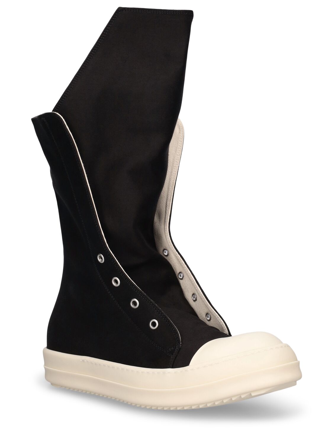 Shop Rick Owens Drkshdw Boot High Sneakers In Black,milk