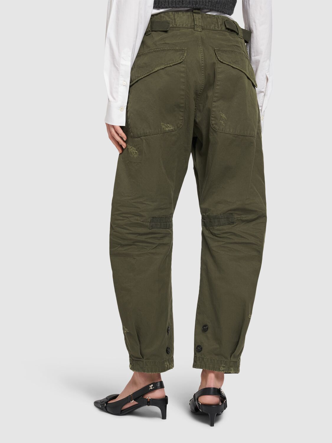 Shop Dsquared2 Military Overdyed Twill Wide Pants In Military Green