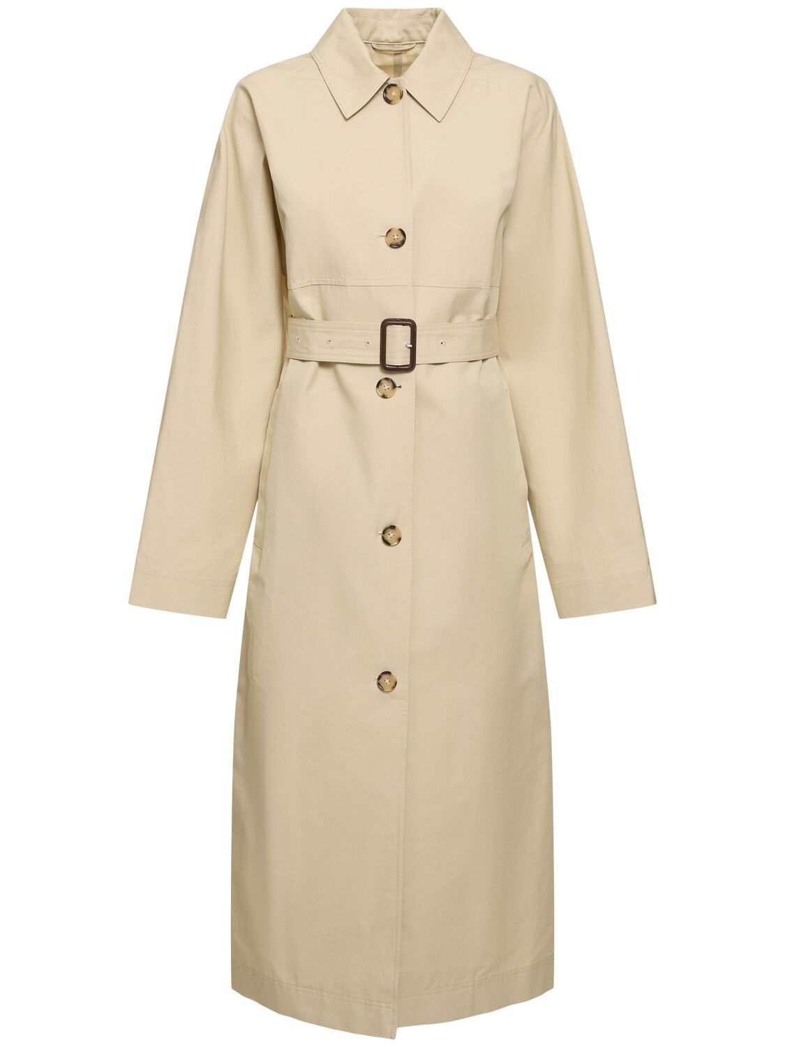 Totême Tumbled Cotton & Silk Trench Coat In Beige