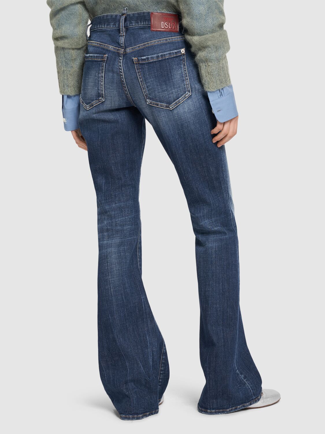 Shop Dsquared2 Medium Waist Denim Flared Jeans In Blue