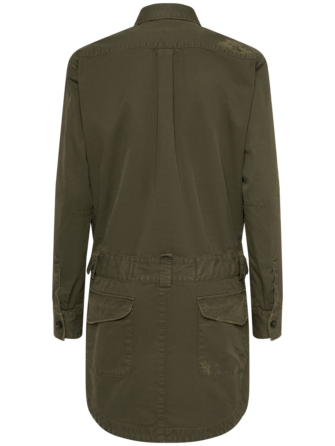 Shop Dsquared2 Military Twill Overdyed Mini Shirt Dress In Military Green