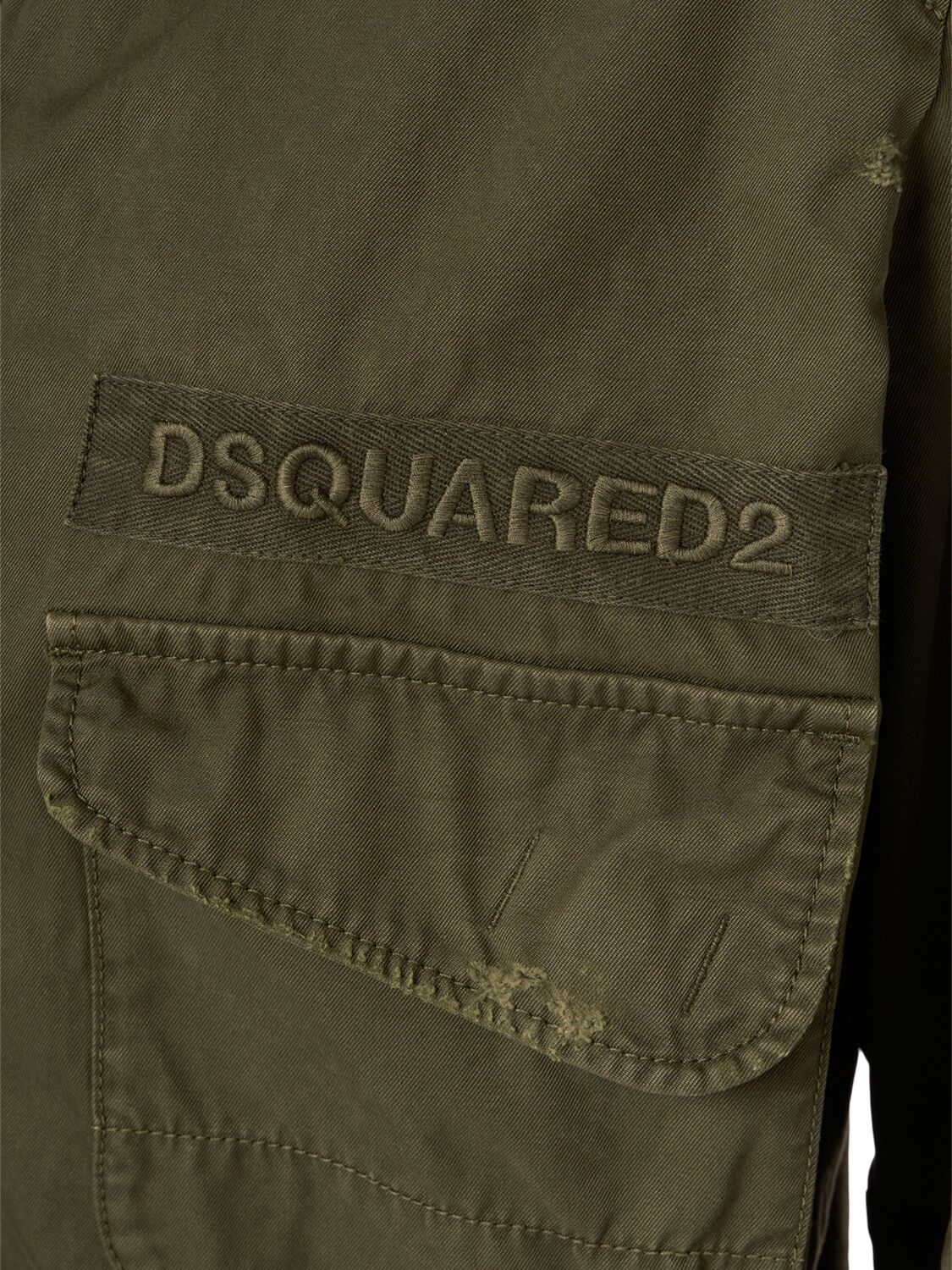 Shop Dsquared2 Military Twill Overdyed Mini Shirt Dress In Military Green