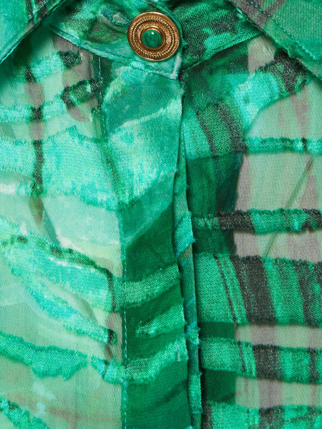 Shop Roberto Cavalli Malachite Printed Satin Devoré Shirt In Green/multi