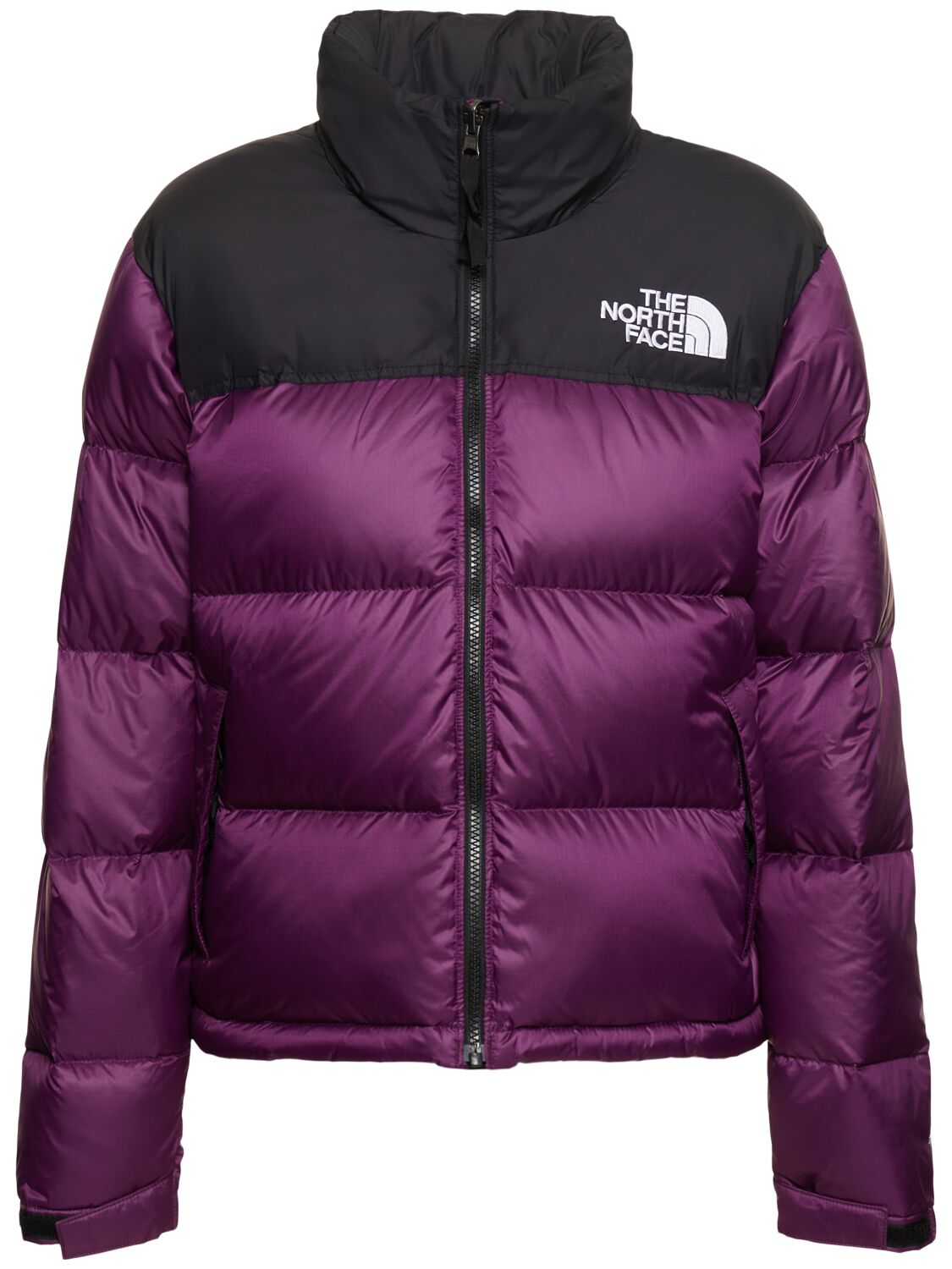 The North Face Nuptse cropped high pile fleece down jacket in black