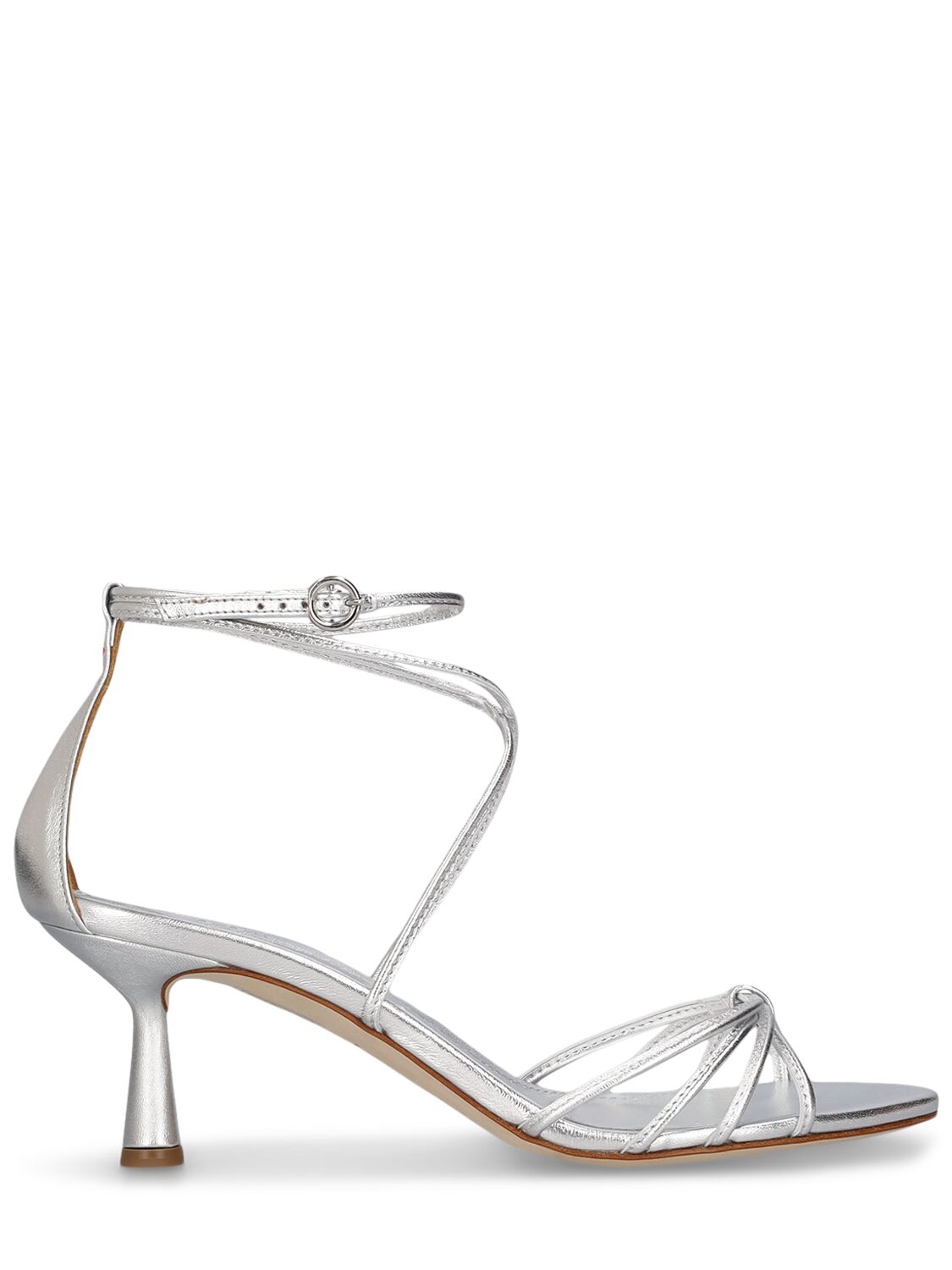 Shop Aeyde 65mm Luella Laminated Leather Sandals In Silver