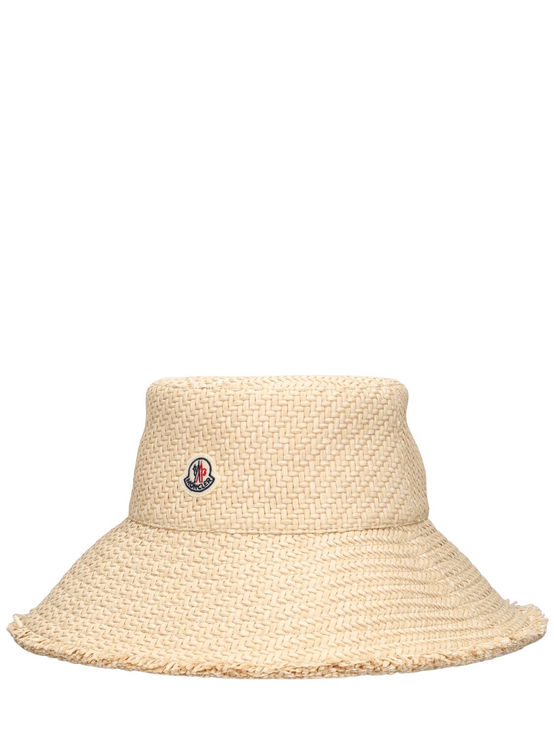 Shop Moncler Raffia Bucket Hat In White