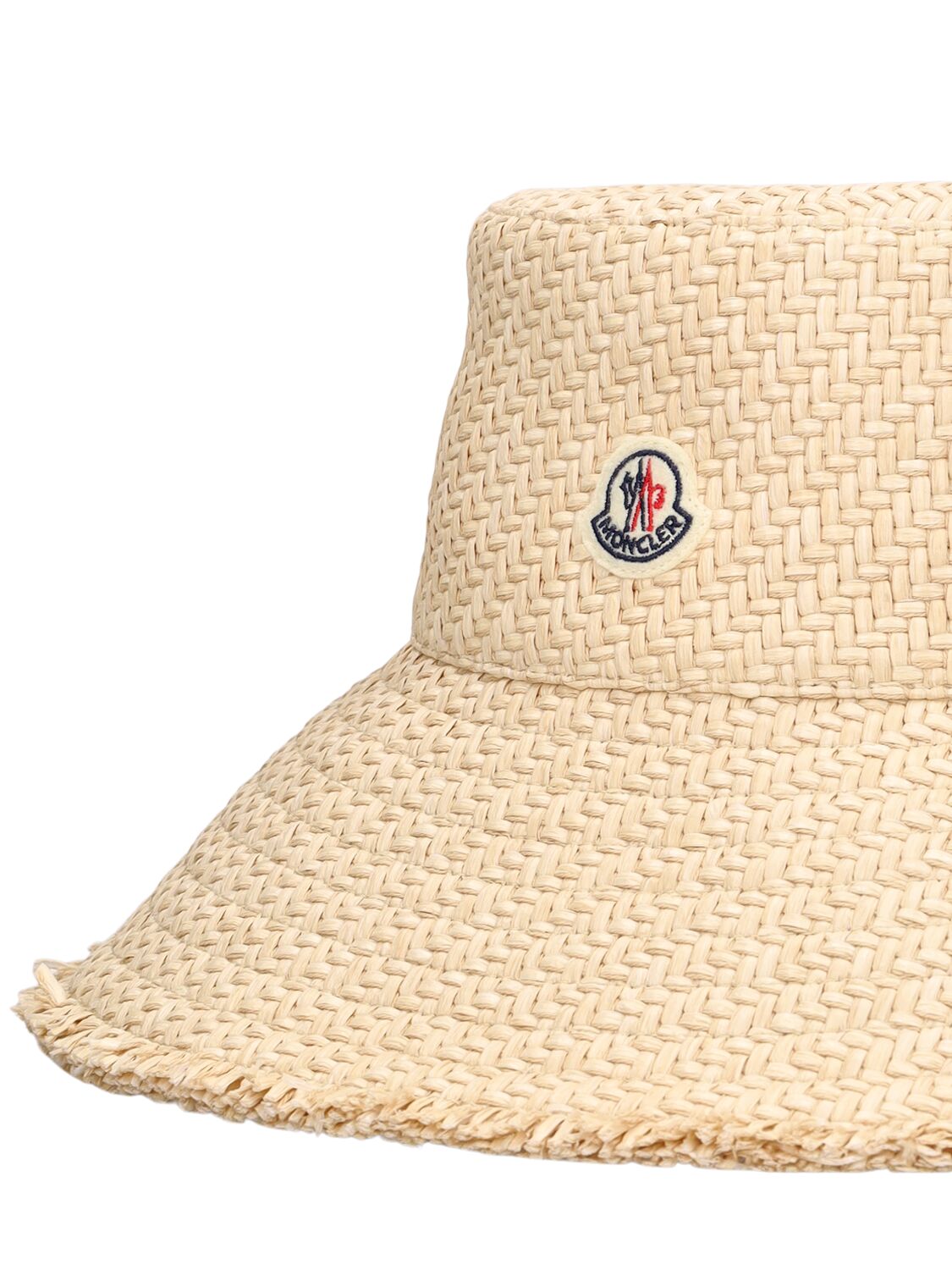 Shop Moncler Raffia Bucket Hat In White