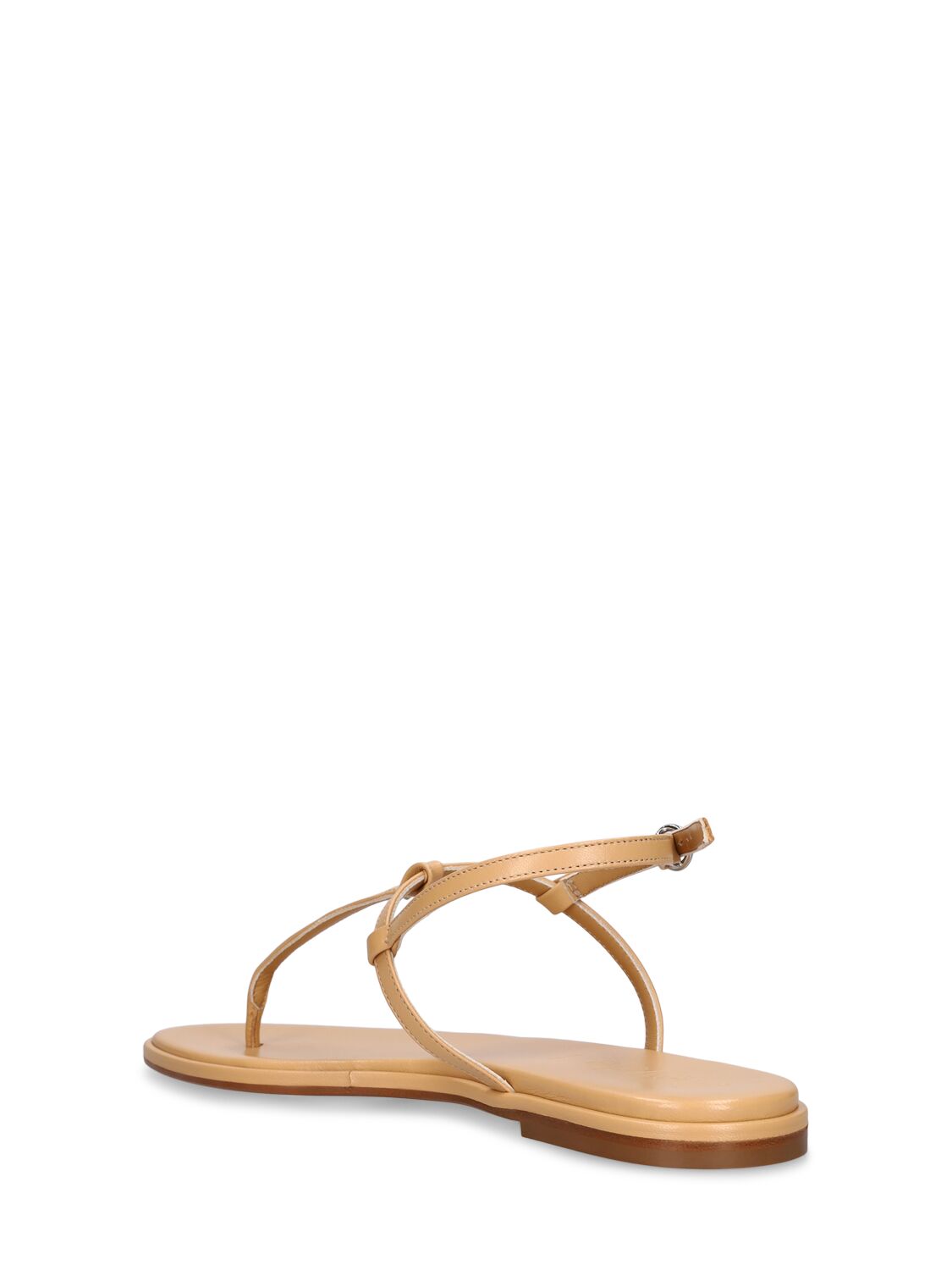 Shop Aeyde 10mm Nala Nappa Leather Flat Sandals In Camel