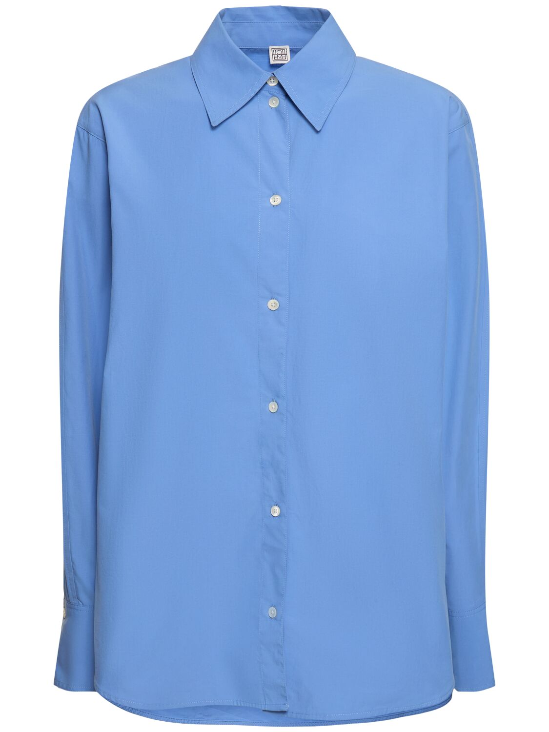 Totême Kimono Sleeve Cotton Poplin Shirt In Blue