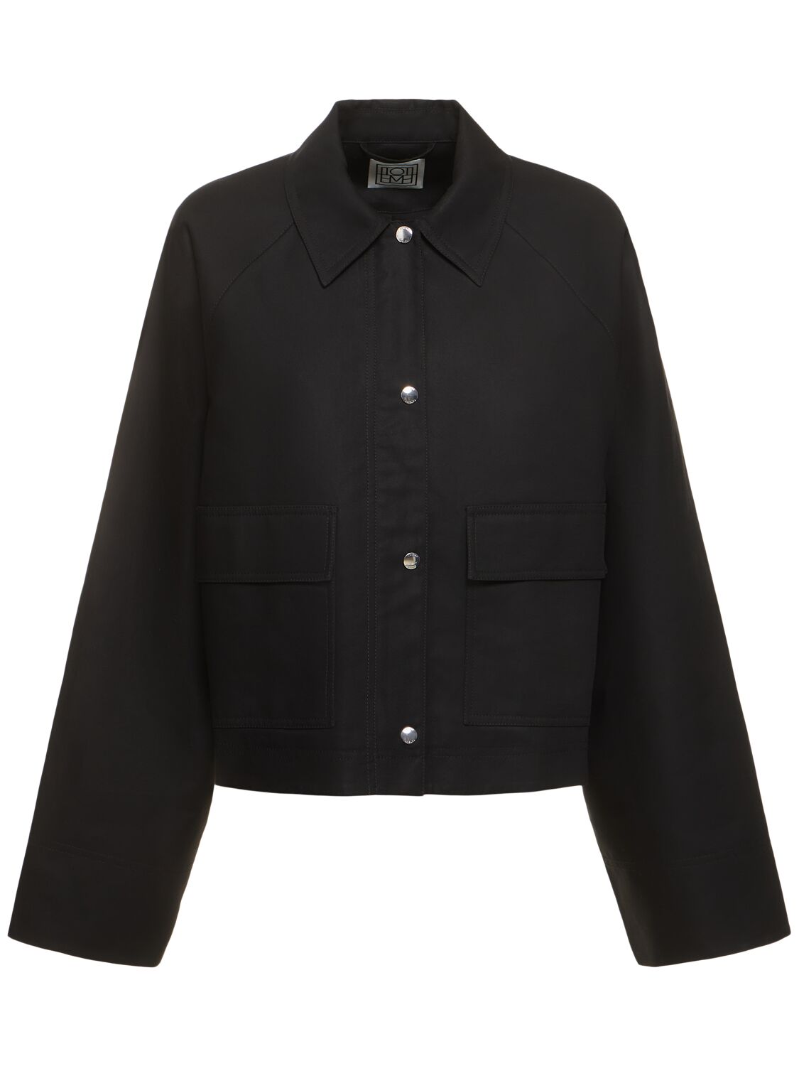 Shop Totême Cropped Organic Cotton Jacket In Black