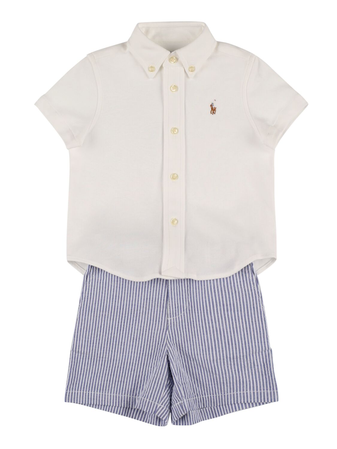 Ralph Lauren Kids' 棉质府绸衬衫&短裤 In White