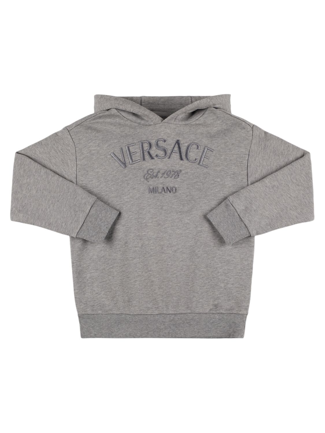 Versace Kids' 刺绣连帽卫衣 In Grey