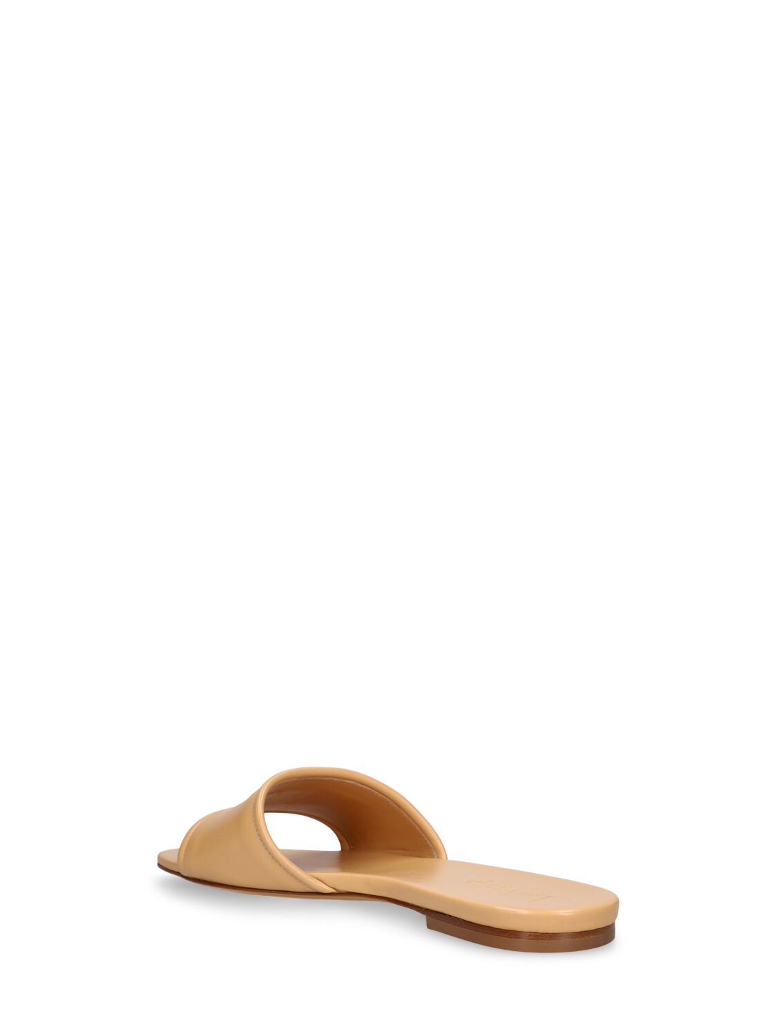 Shop Aeyde 10mm Sumi Flat Leather Slide Sandals In Camel
