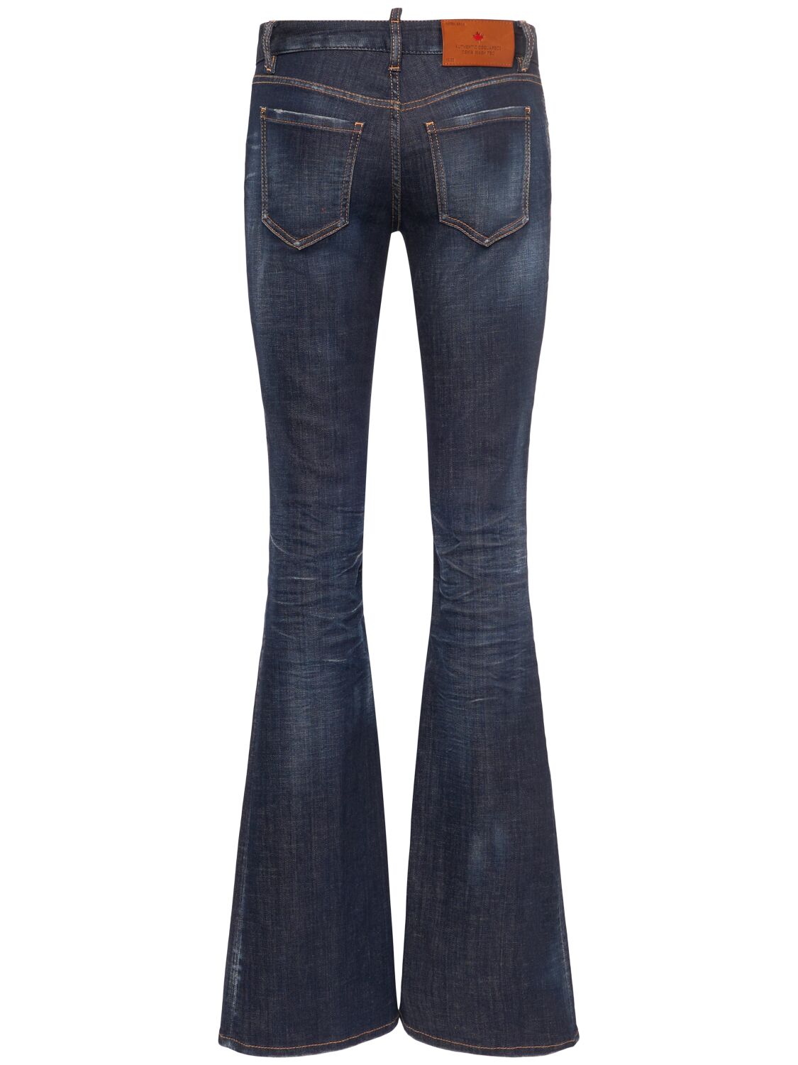 Shop Dsquared2 Medium Rise Denim Flared Jeans In Dark Blue