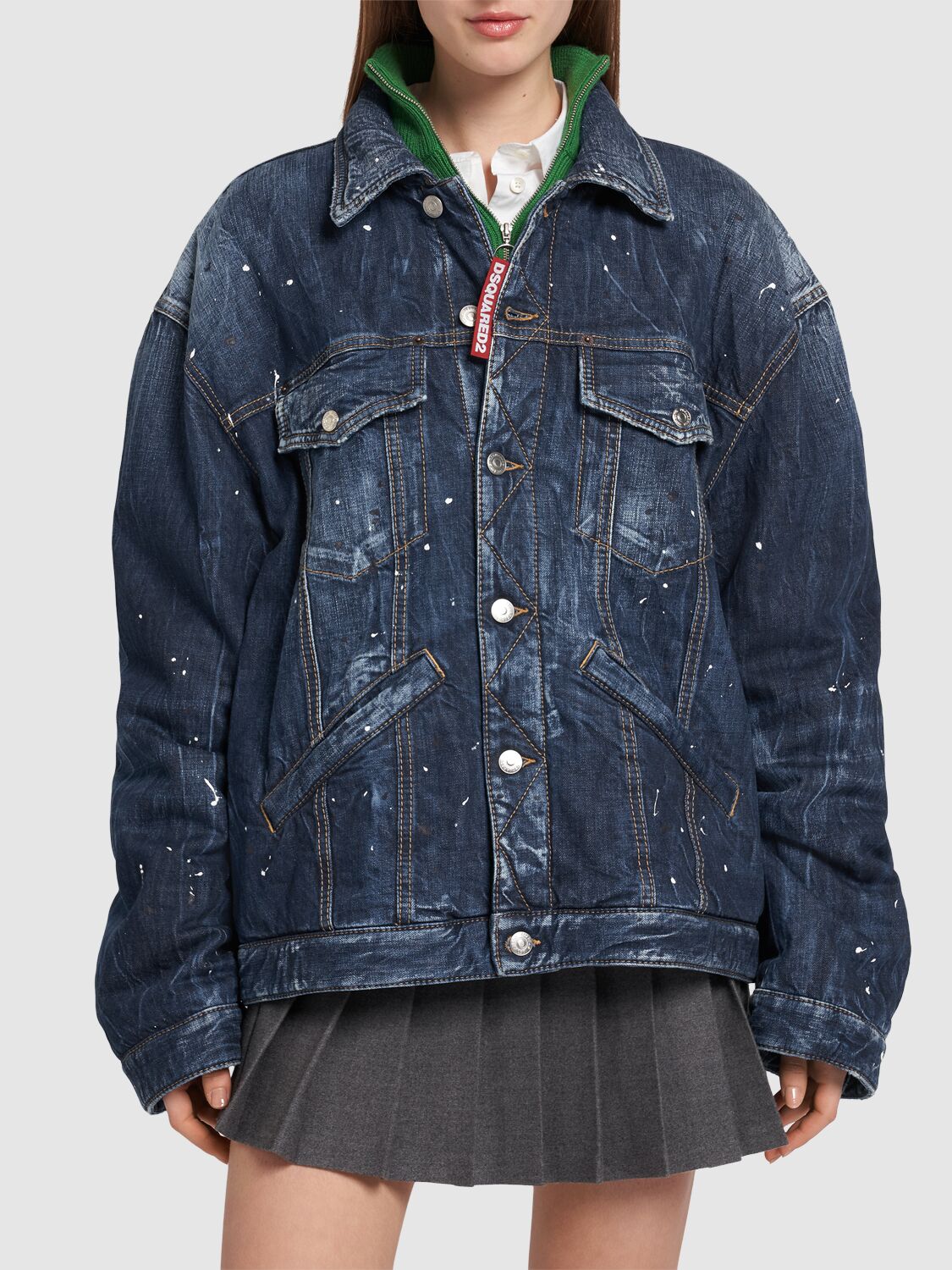 Shop Dsquared2 Padded Denim Over Jacket In Blue