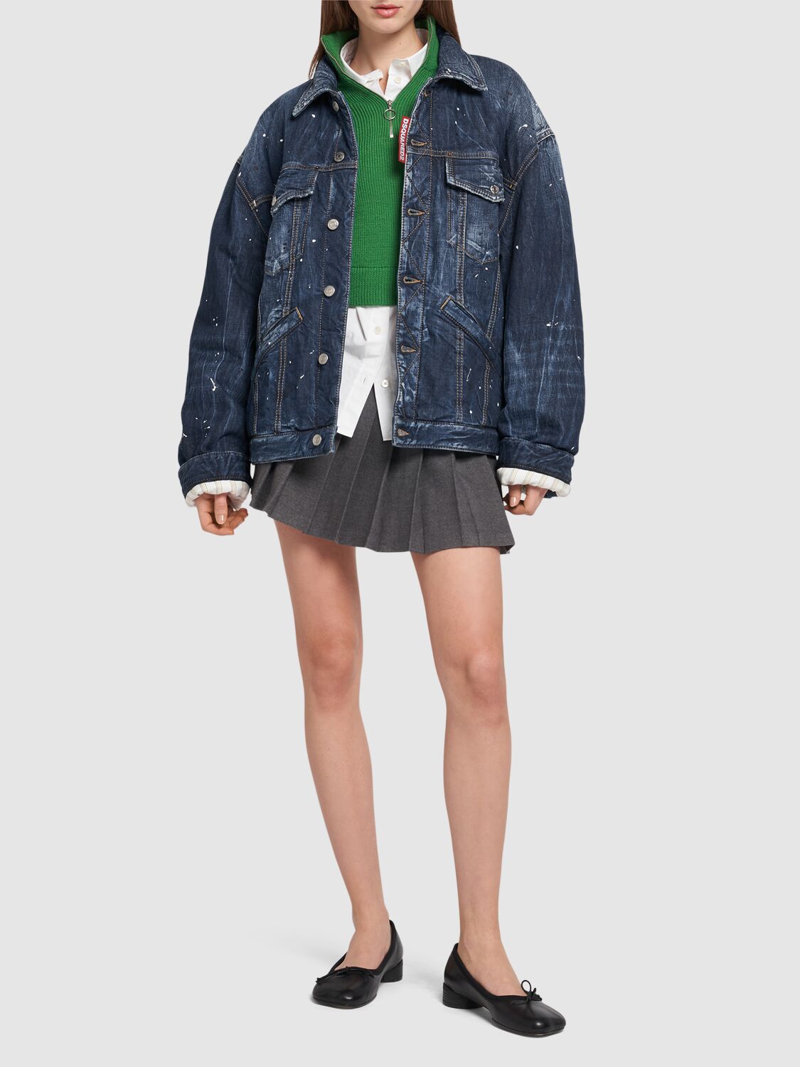 Shop Dsquared2 Padded Denim Over Jacket In Blue