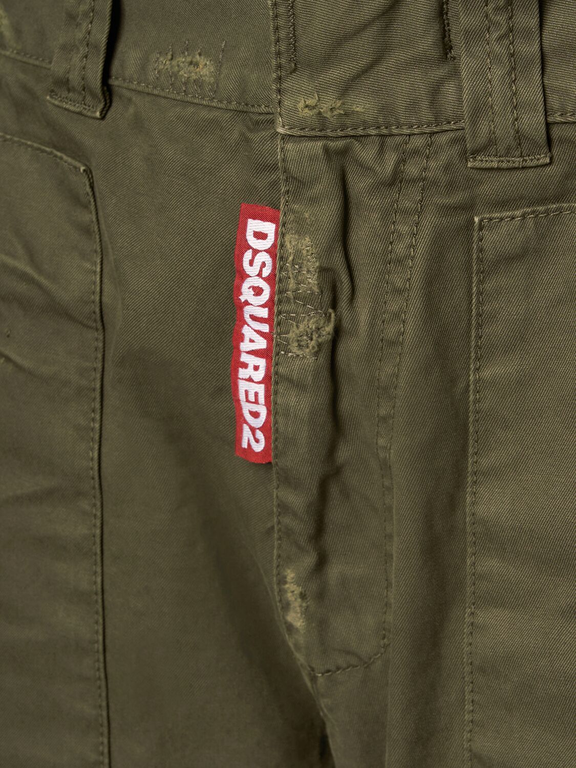 Shop Dsquared2 Military Overdyed Twill Wide Pants In Military Green