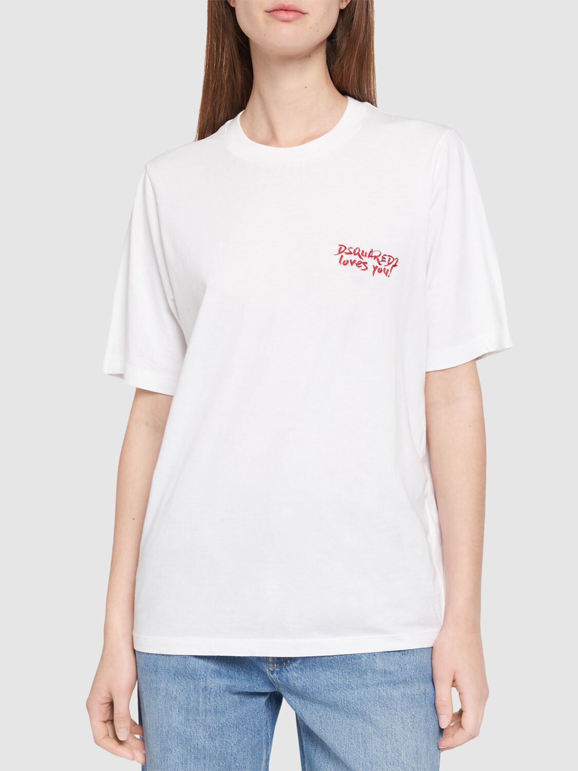 Shop Dsquared2 Logo Cotton Jersey T-shirt In White