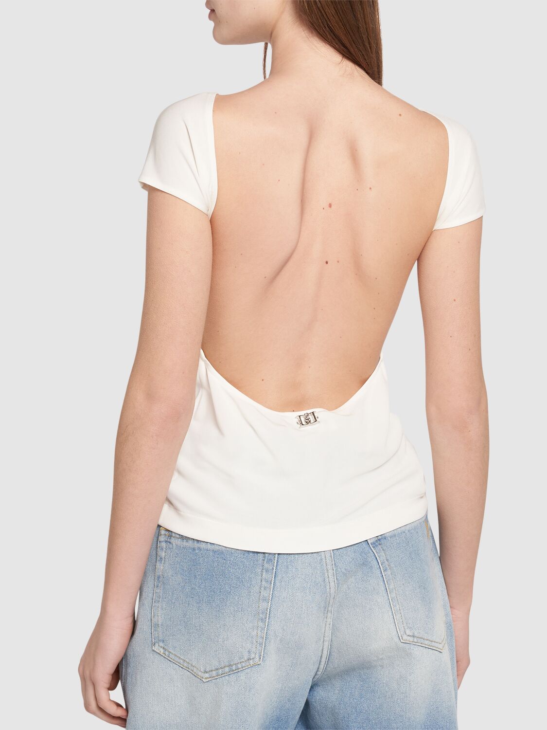 Shop Dsquared2 Jersey Open Back Top In White