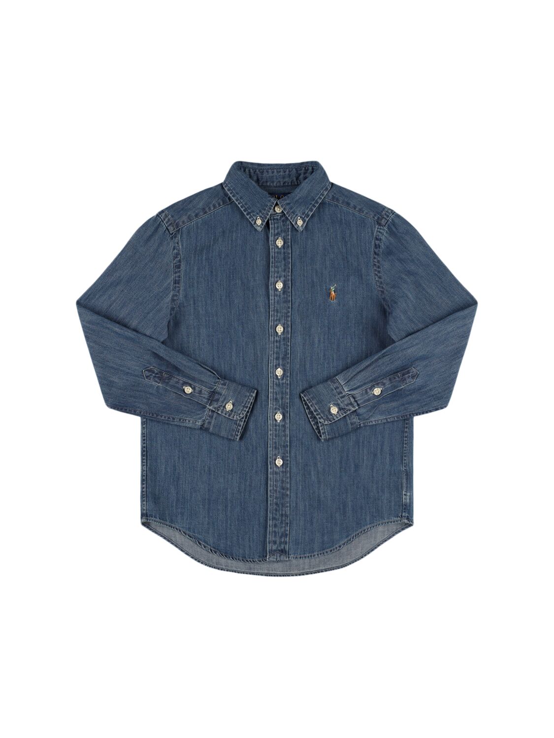 Image of Logo Embroidered Cotton Chambray Shirt