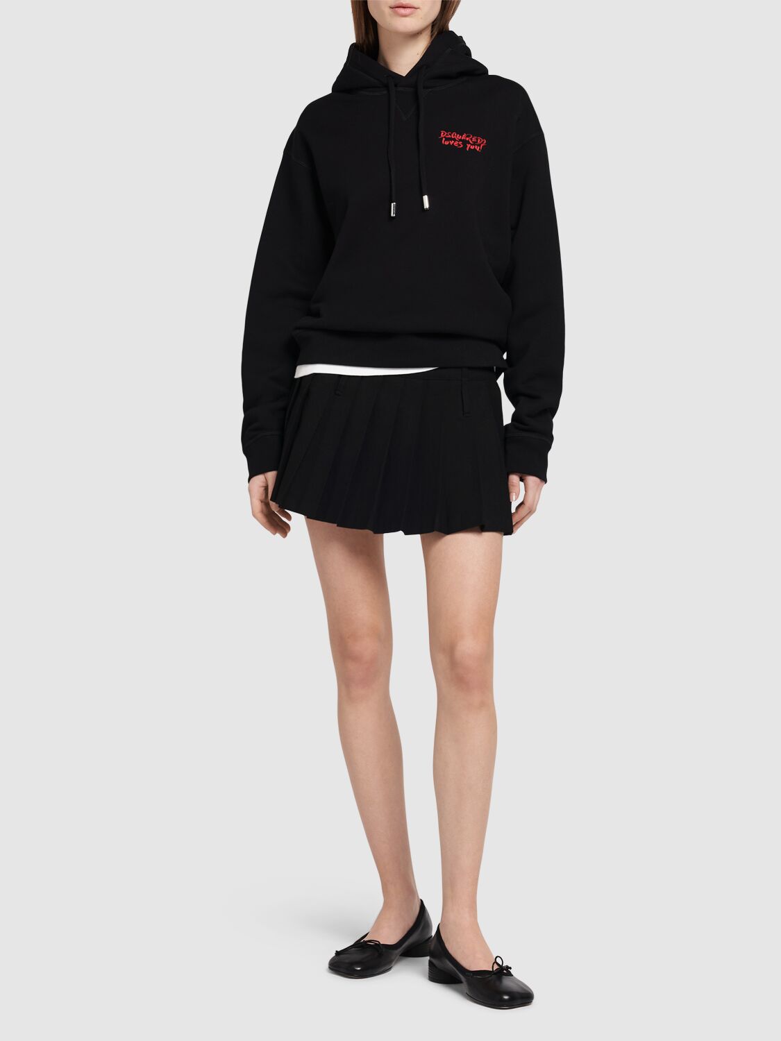 Shop Dsquared2 Brushed Cotton Hoodie In Black