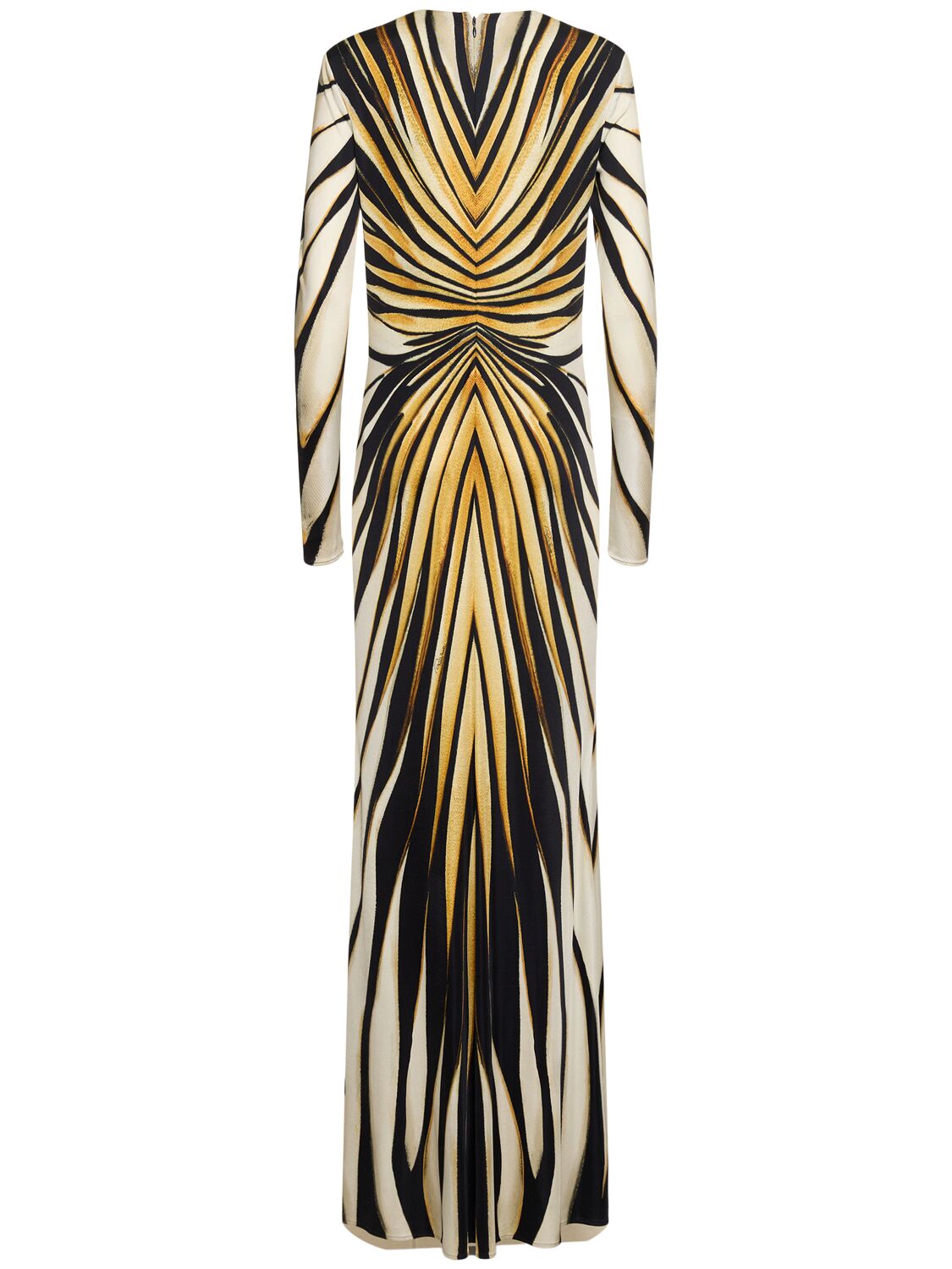 Roberto Cavalli Ray Of Gold Printed Viscose Long Dress In Yellow/black
