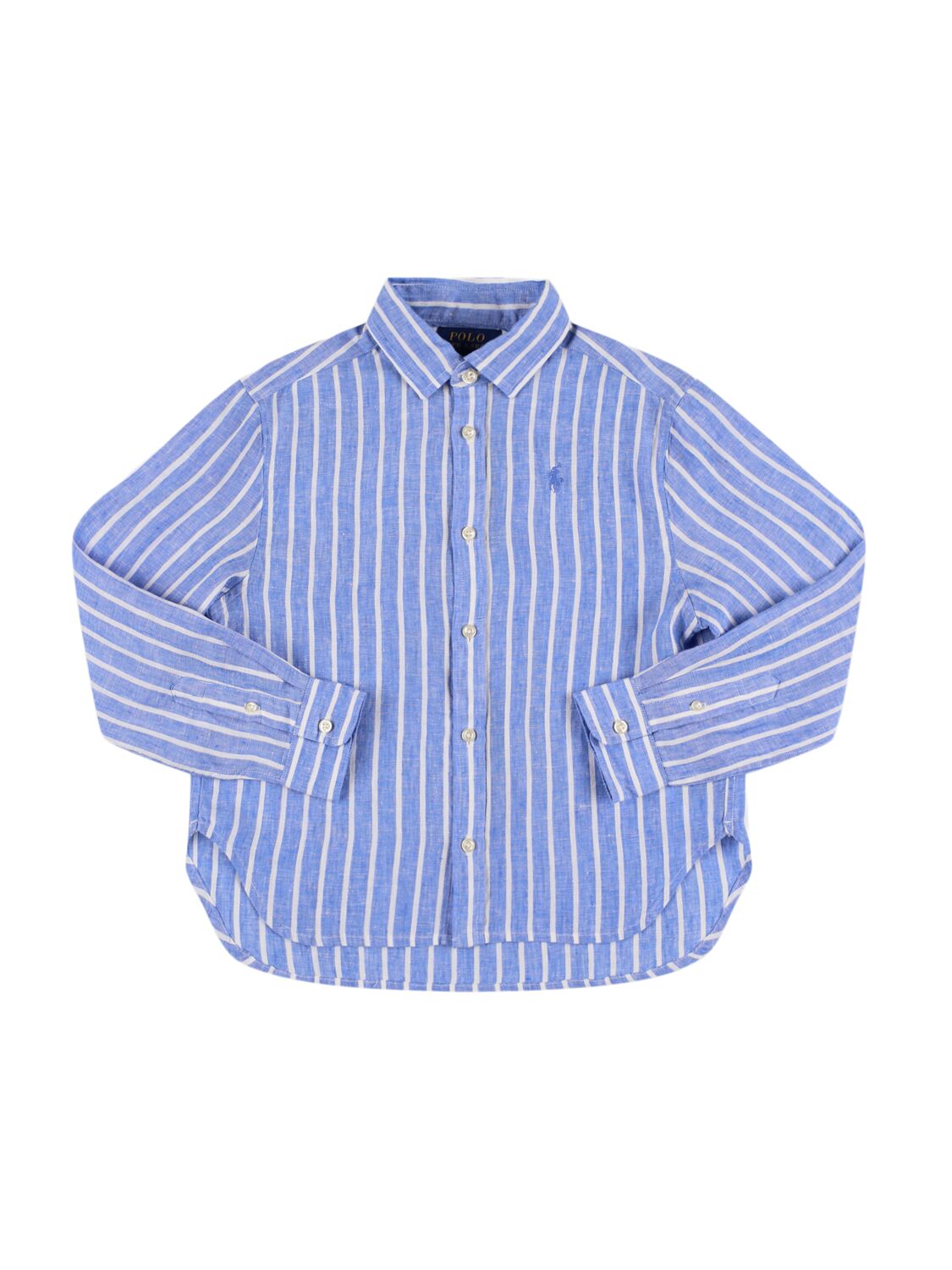 Ralph Lauren Kids' Logo Embroidered Linen Shirt In Blue