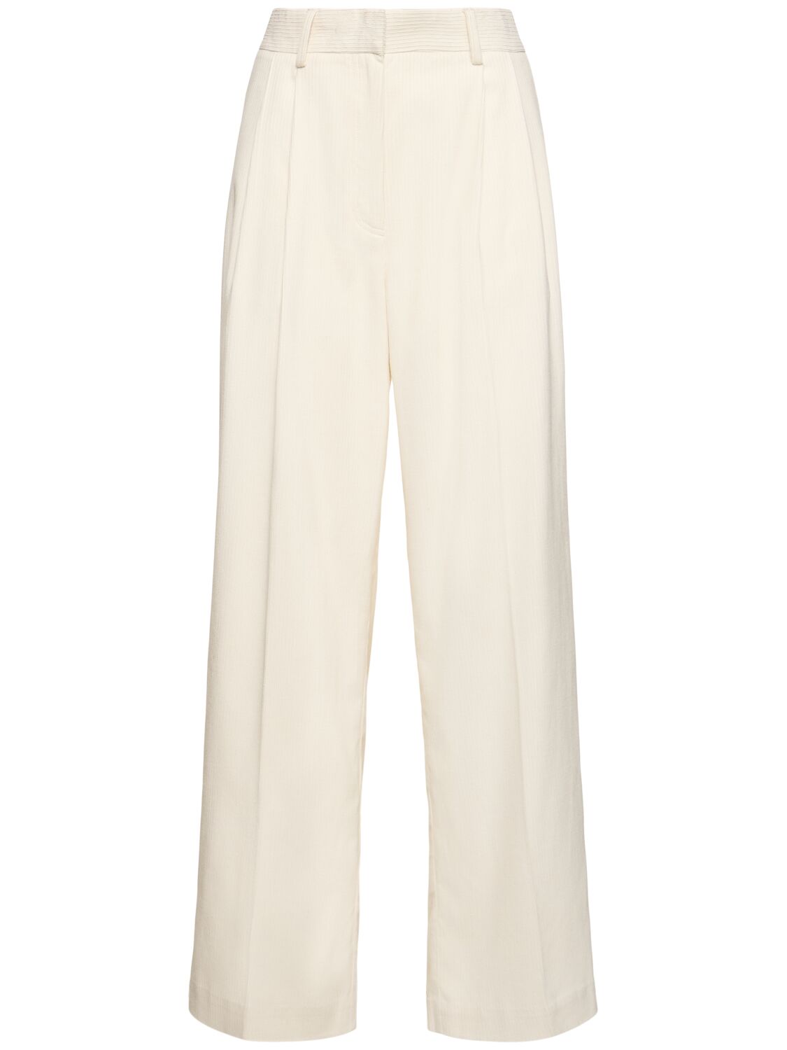 Shop Totême Silk & Cotton Corduroy Wide Pants In White